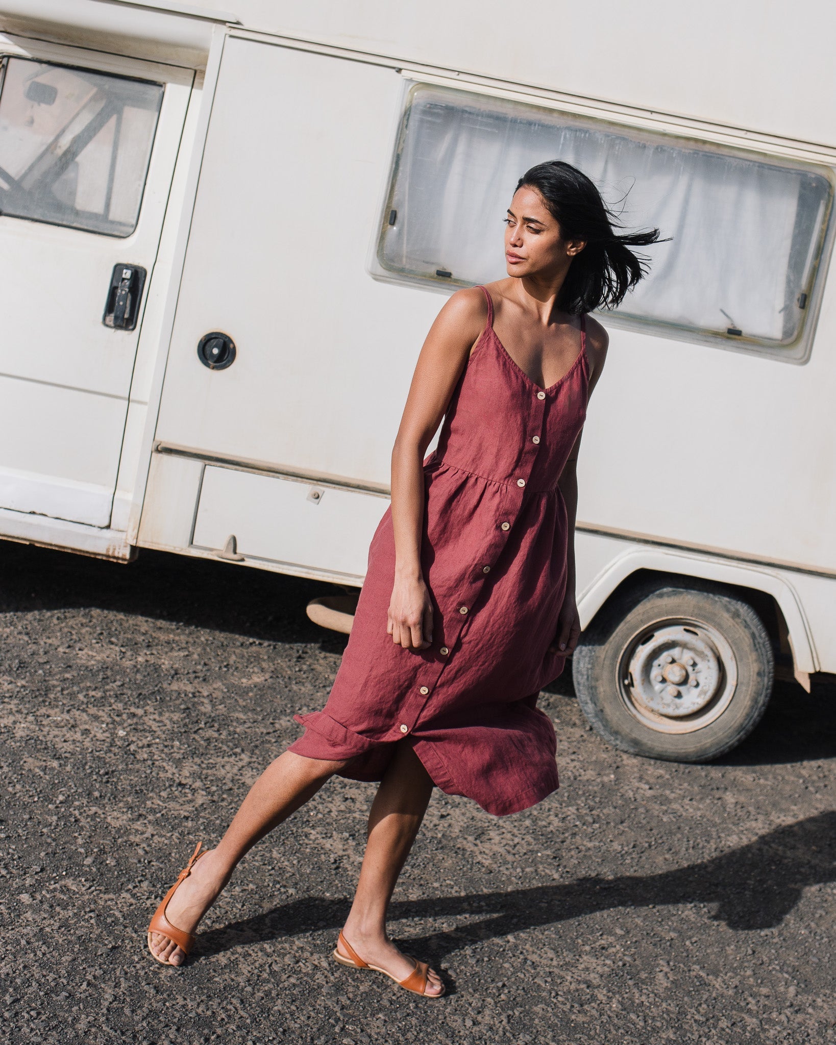 SARAH button down slip linen dress - notPERFECTLINEN