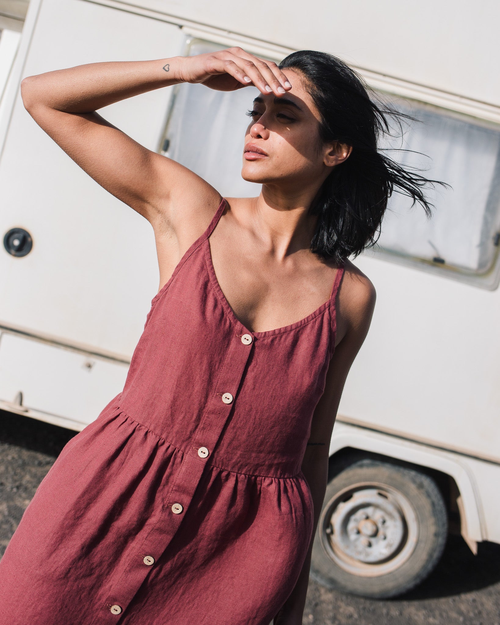 SARAH button down slip linen dress - notPERFECTLINEN
