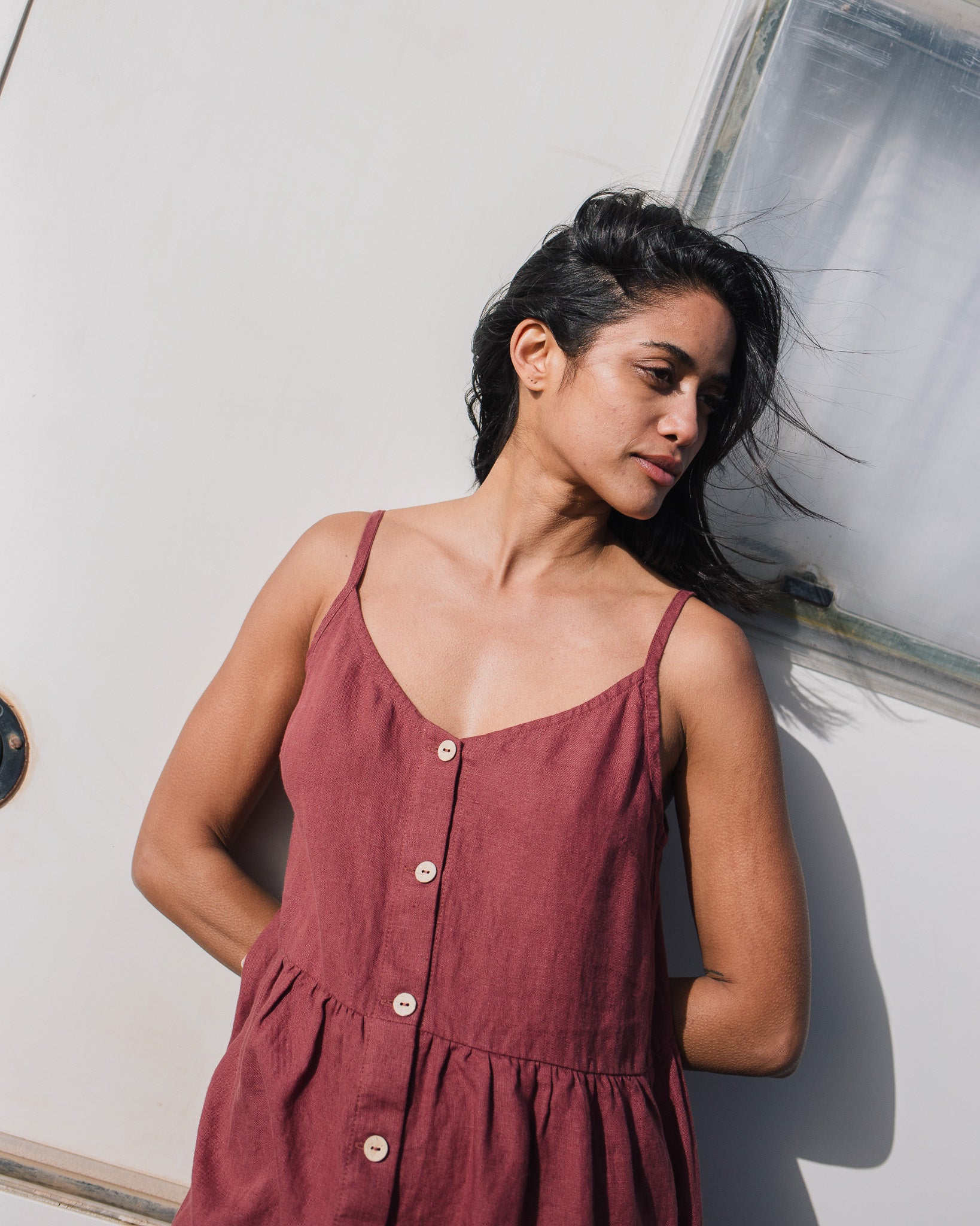 SARAH button down slip linen dress - notPERFECTLINEN