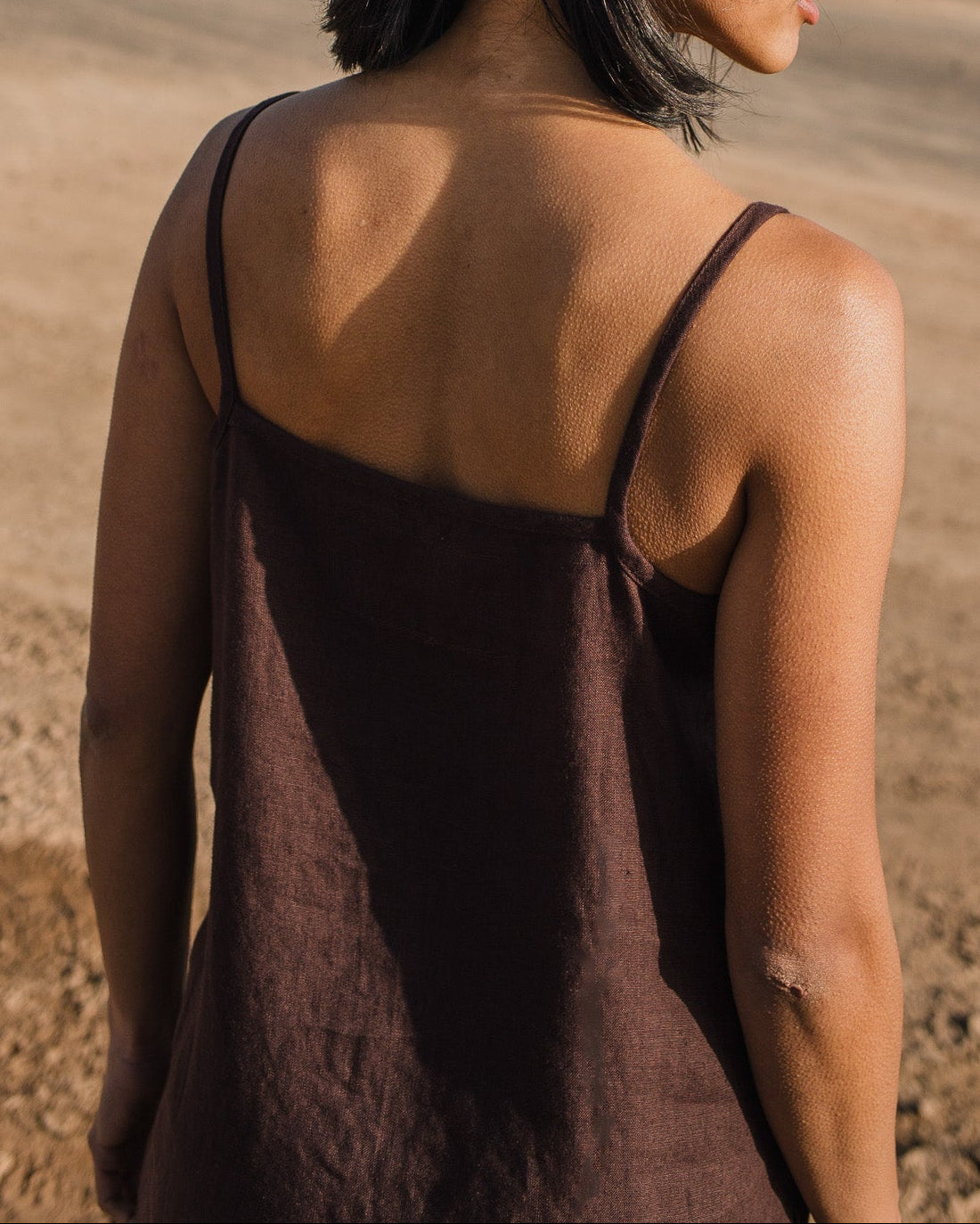 brown linen slip dress Linen Slip Dress Orchid / M