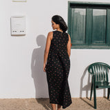 CU: Customized NAPA long linen dress (Size: L; Color: Grape Wine)