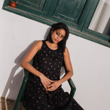 CU: Customized NAPA long linen dress (Size: L; Color: Grape Wine)