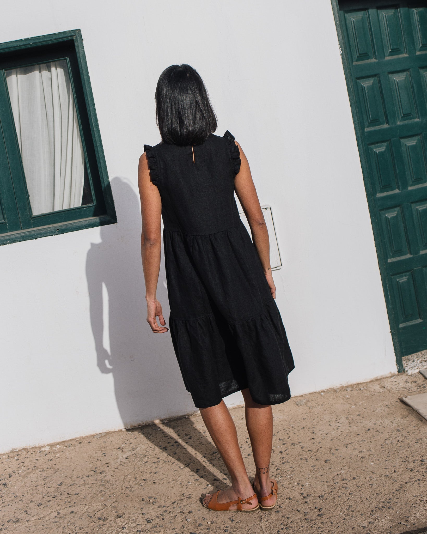 PARATY tiered midi linen dress - notperfectlinen