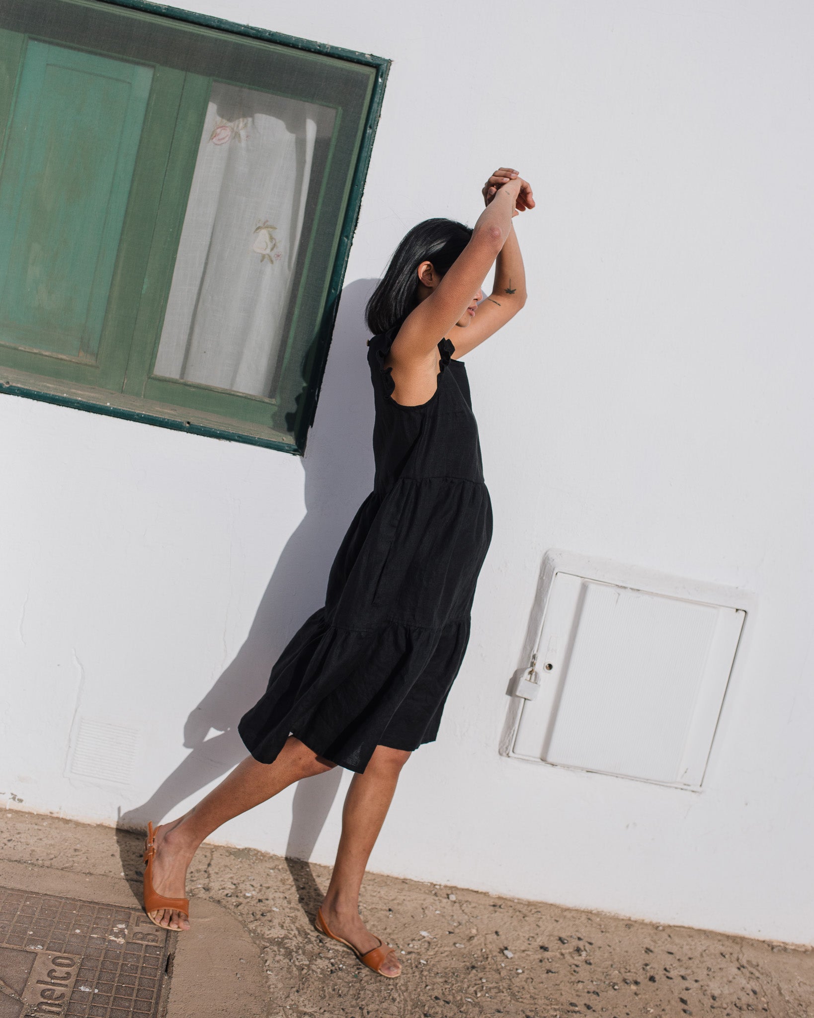 PARATY tiered midi linen dress - notperfectlinen