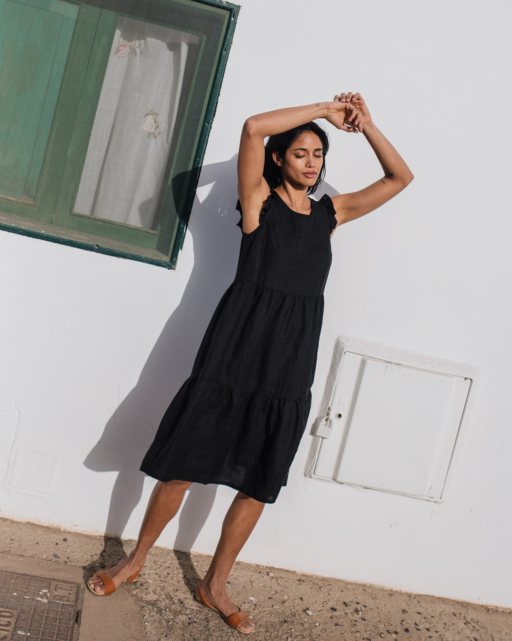 PARATY tiered midi linen dress - notperfectlinen
