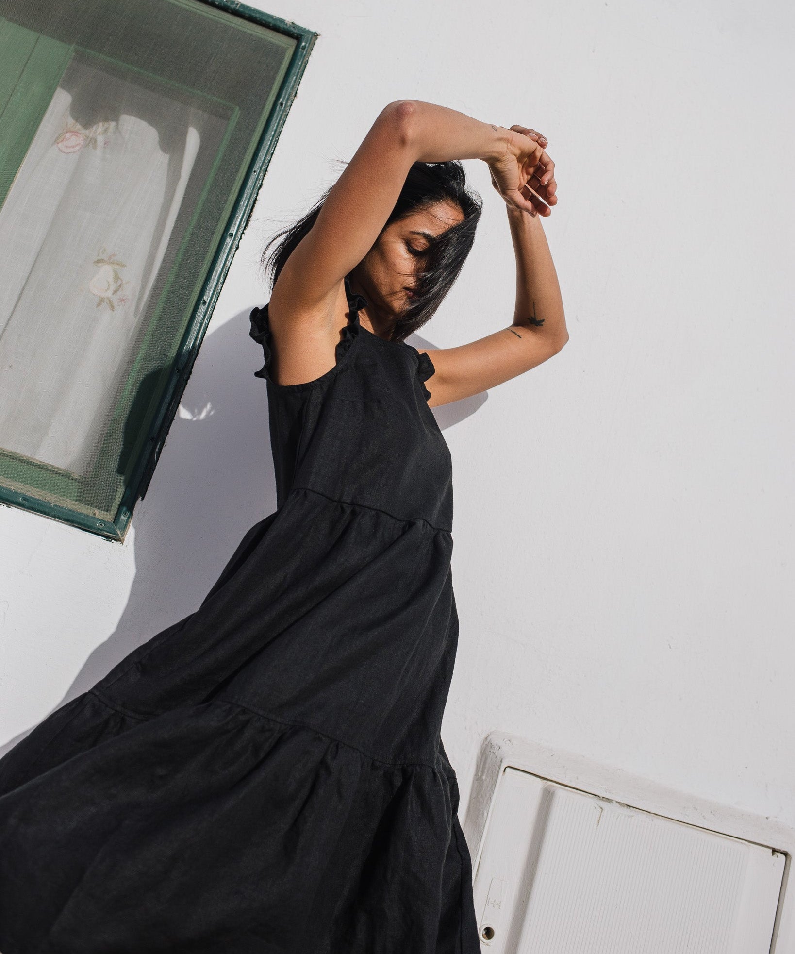 PARATY tiered midi linen dress - notperfectlinen