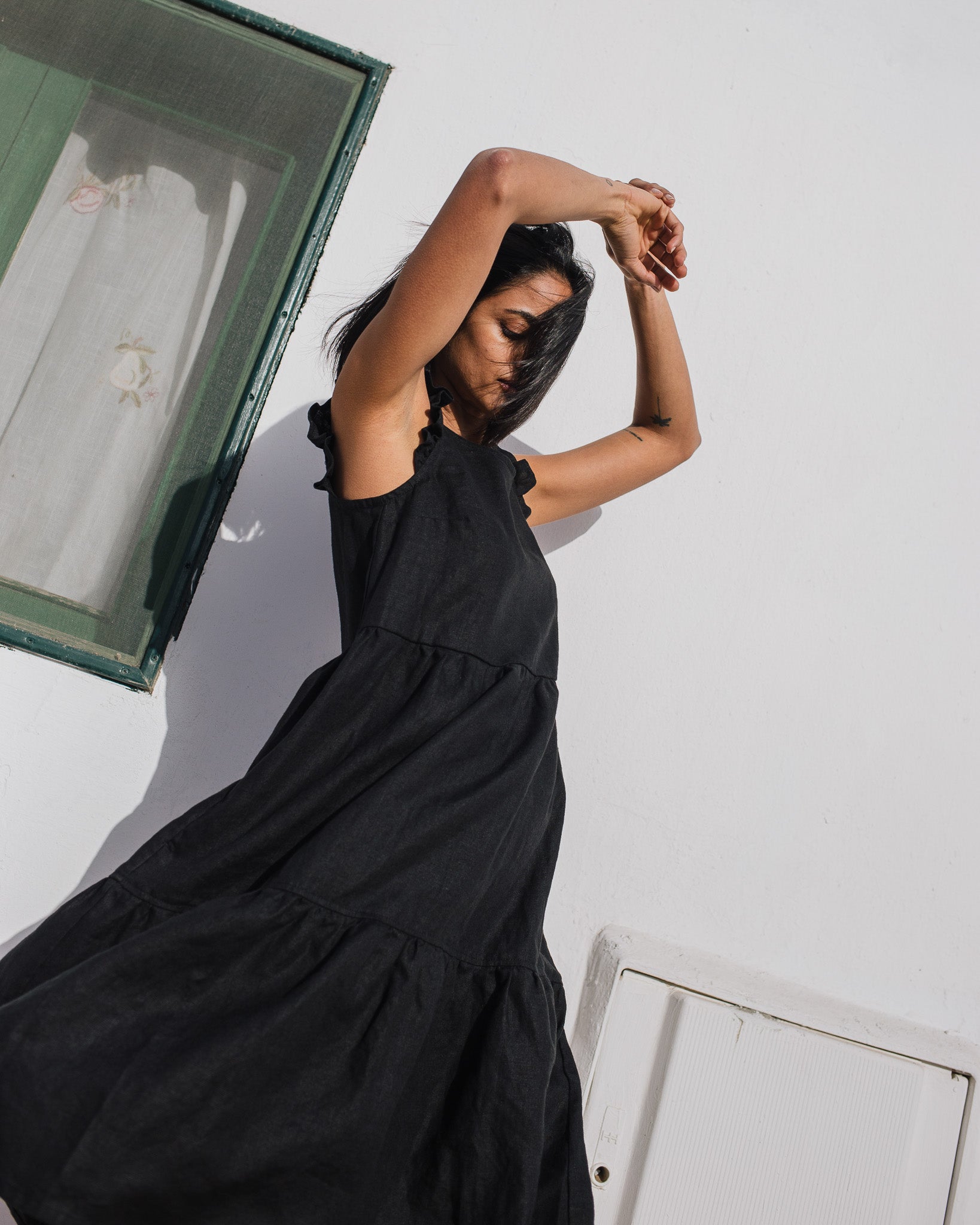 PARATY tiered midi linen dress - notperfectlinen