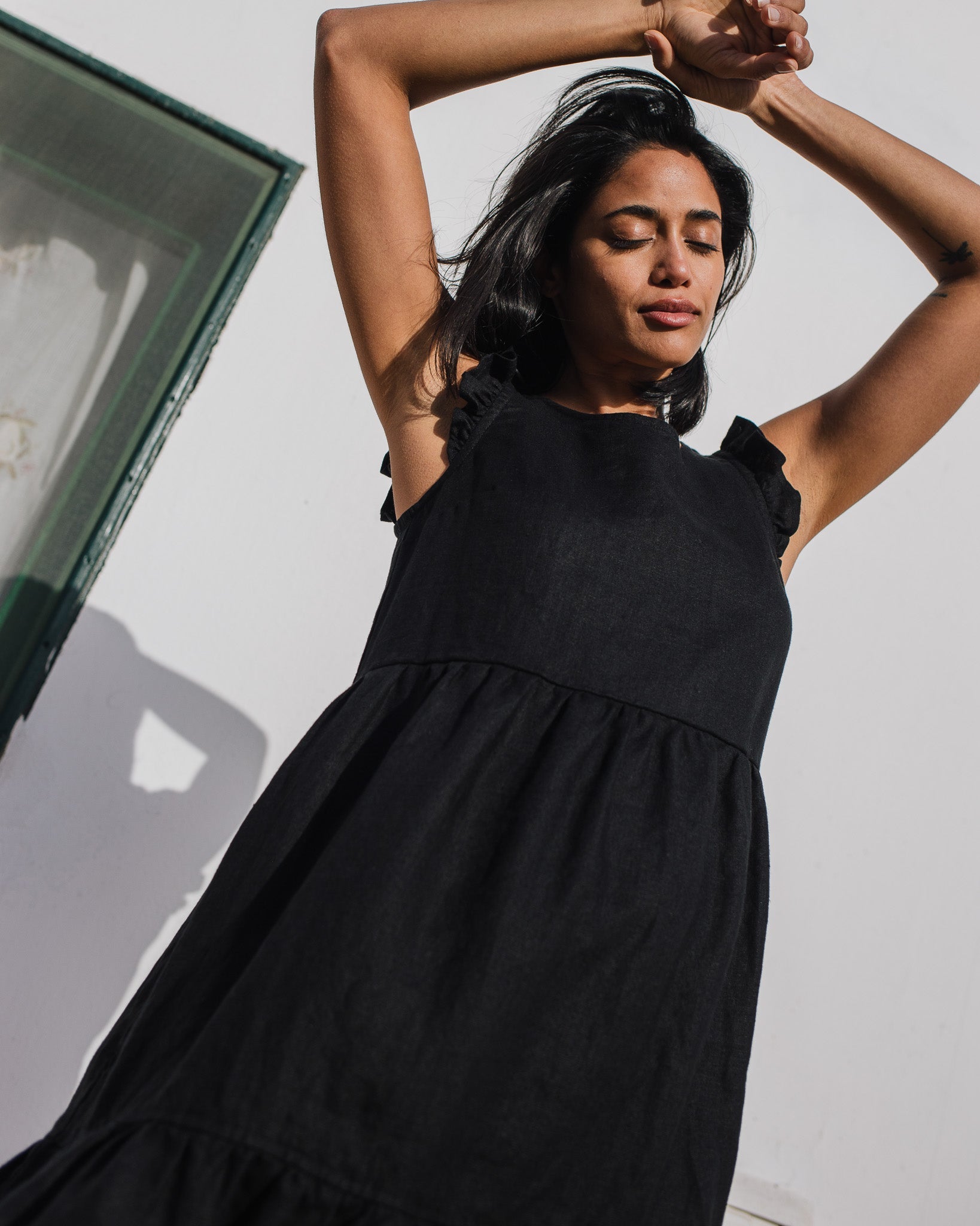 PARATY tiered midi linen dress - notperfectlinen