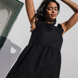 R: PARATY tiered midi linen dress (Size: M; Color: Indigo)