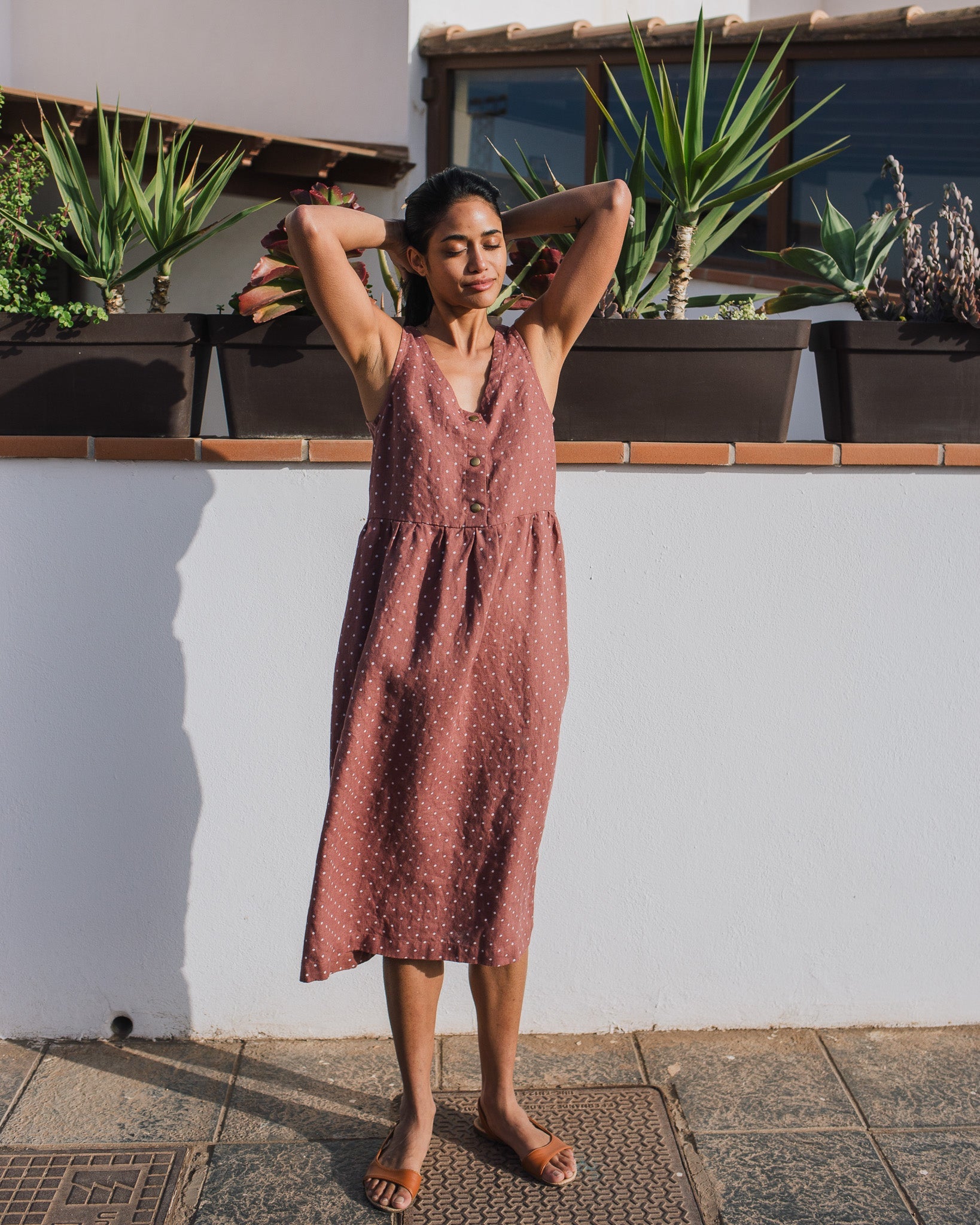 VALLEY front brass snaps linen dress - notPERFECTLINEN
