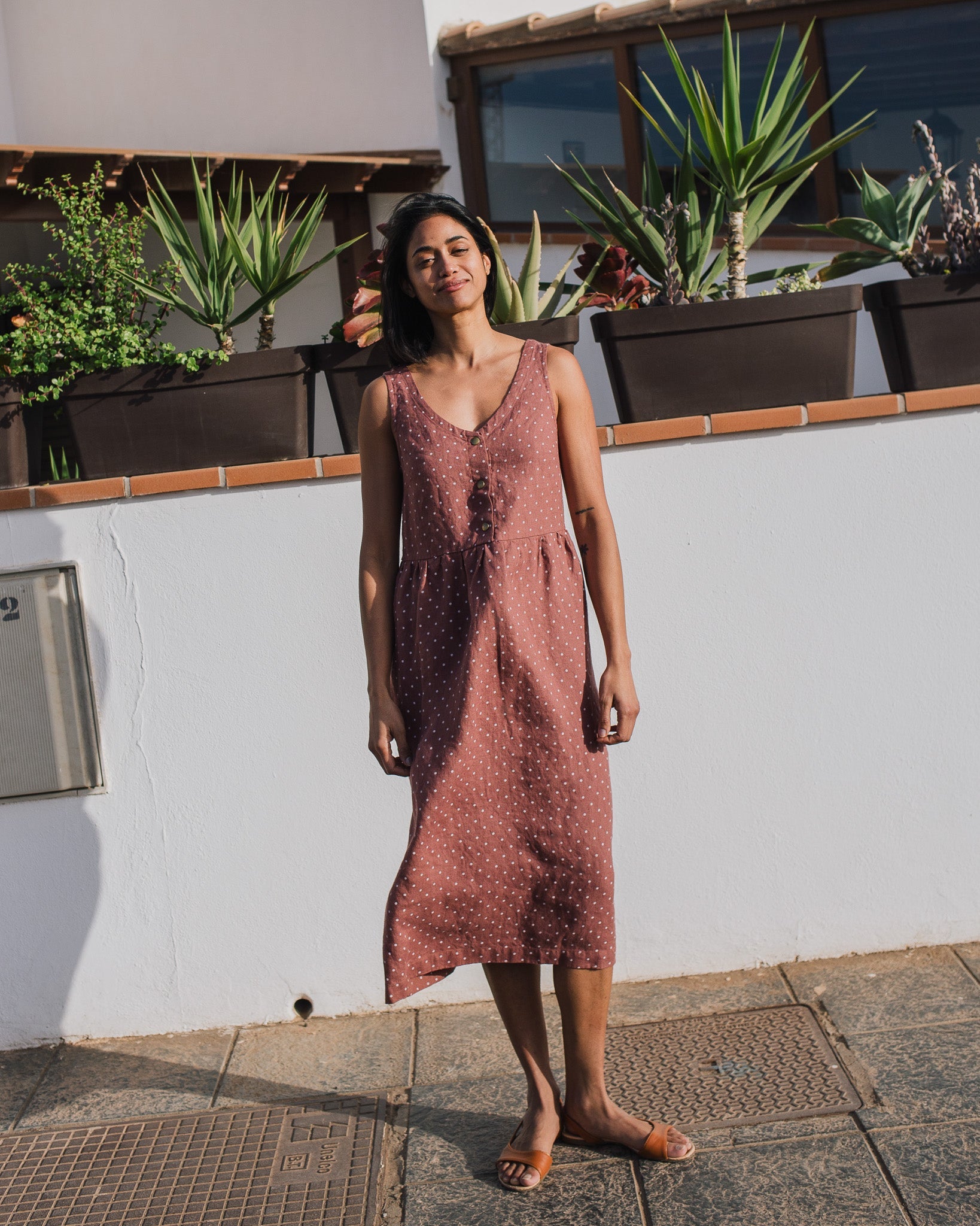 VALLEY front brass snaps linen dress - notPERFECTLINEN