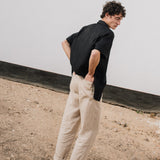 CU: Customized Men’s casual linen pants ONTARIO (Size: XXL; Color: Deepest Black)