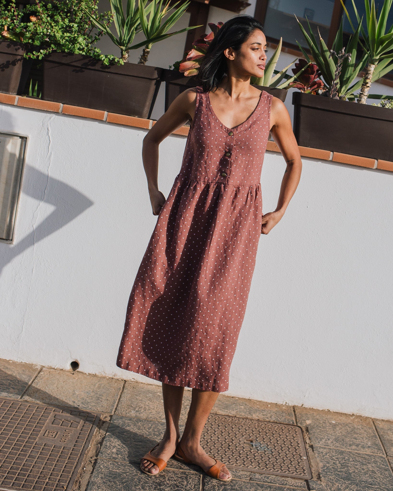 VALLEY front brass snaps linen dress - notPERFECTLINEN