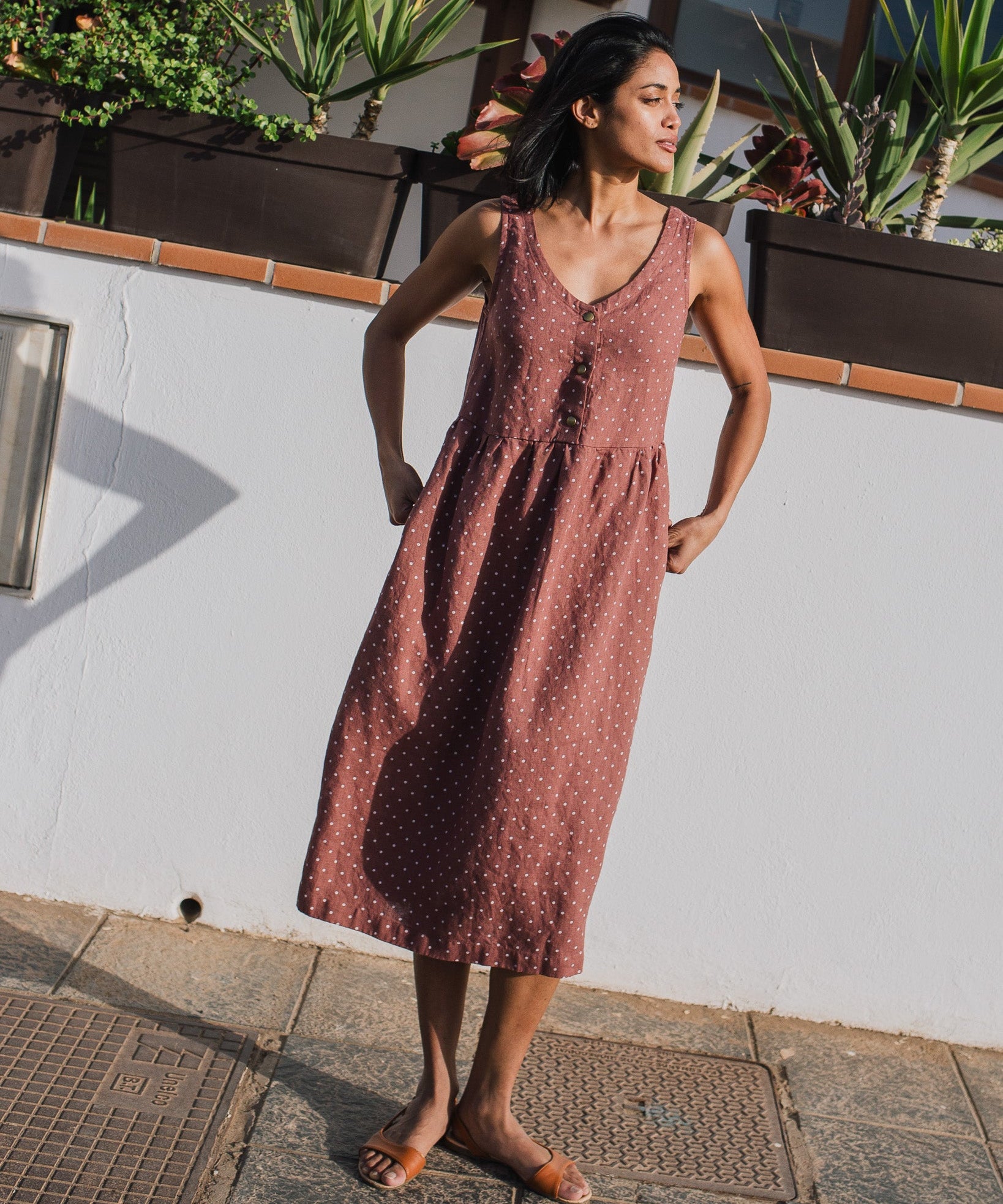 VALLEY front brass snaps linen dress - notPERFECTLINEN