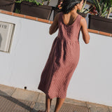 VALLEY front brass snaps linen dress