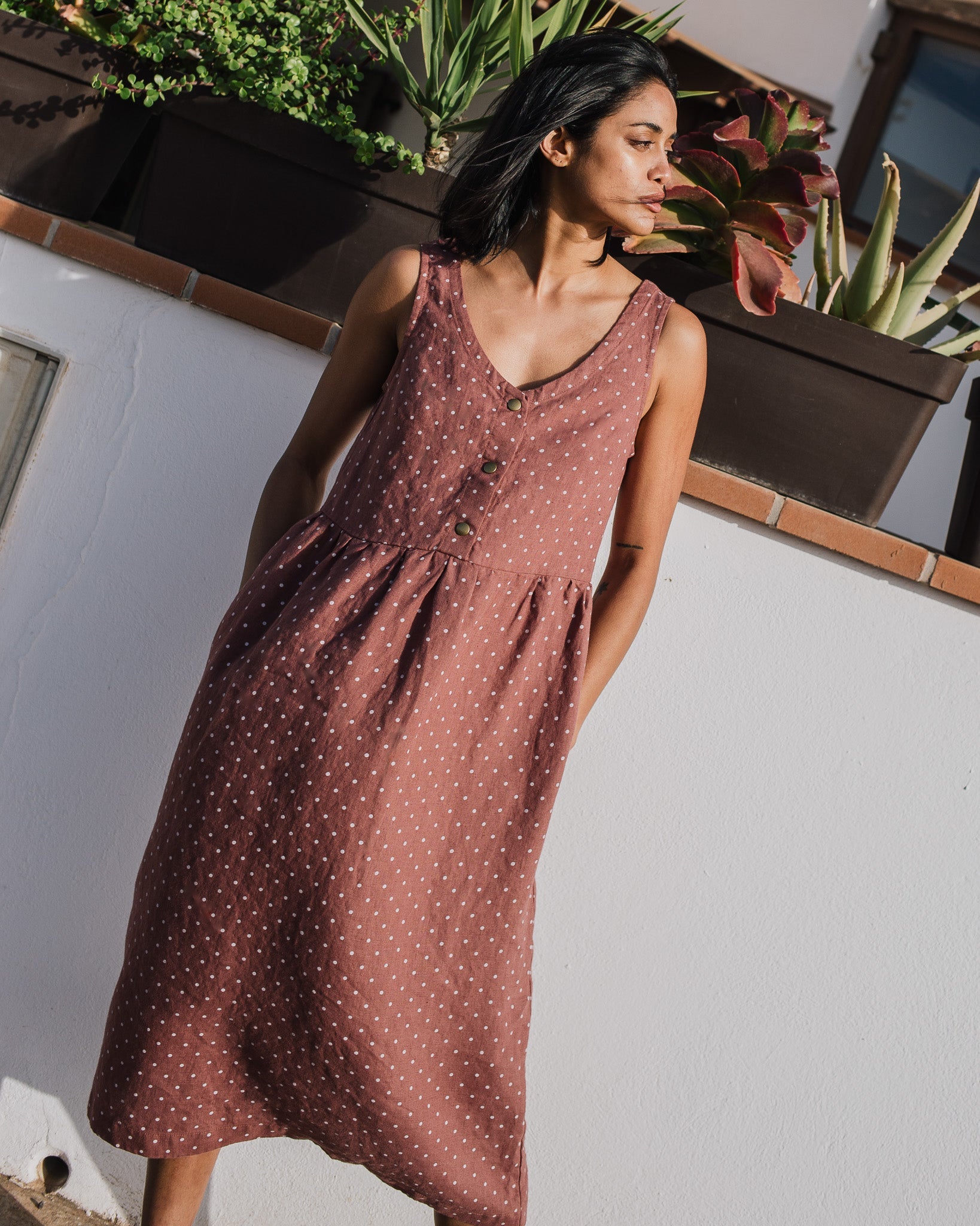 VALLEY front brass snaps linen dress - notPERFECTLINEN