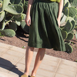 1950s CITY flat front linen skirt