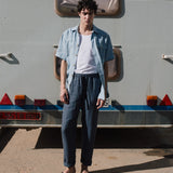 CU: Customized Men’s casual linen pants ONTARIO (Size: XXL; Color: Deepest Black)