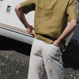 R: Men’s linen t-shirt BURNIE (Color: Natural; Size: S)