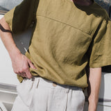 R: Men’s linen t-shirt BURNIE (Color: Natural; Size: S)