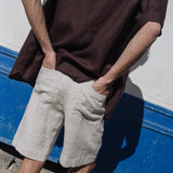 R: Men’s linen shorts DARWIN (Size: M; Color: Beige)