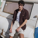 R: Men’s linen shorts DARWIN (Size: S; Color: Olive)