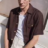 Men’s short sleeve linen shirt QUEBEC