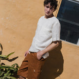 R: Men’s linen t-shirt BURNIE (Color: Natural; Size: S)