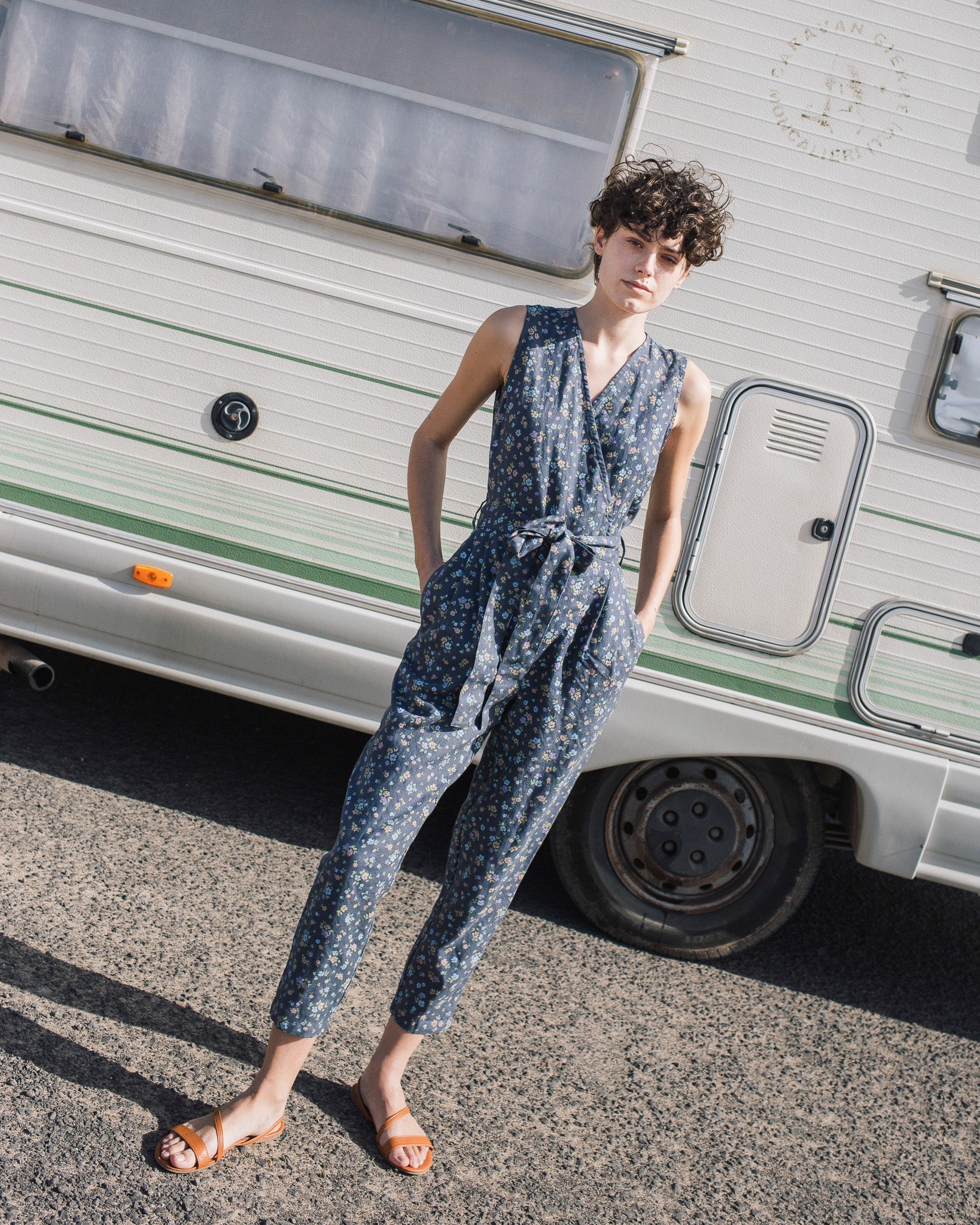 Sleeveless MARGARET wrap linen jumpsuit - notPERFECTLINEN