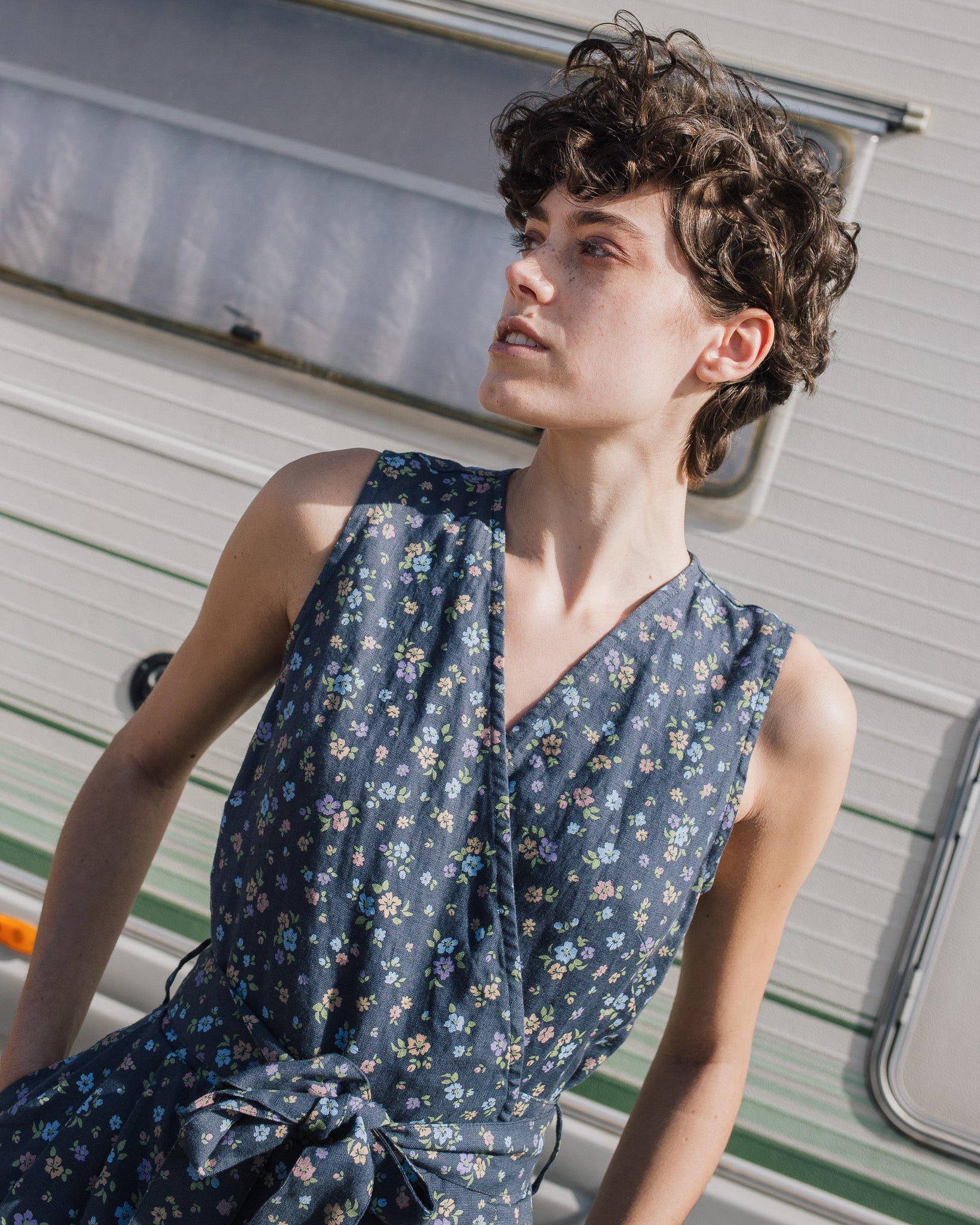 Sleeveless MARGARET wrap linen jumpsuit - notPERFECTLINEN