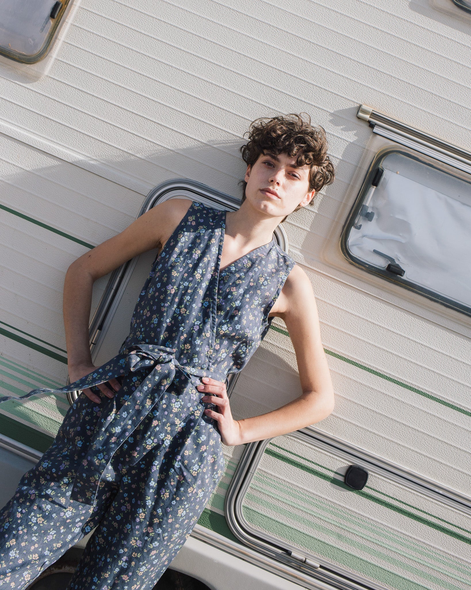 Sleeveless MARGARET wrap linen jumpsuit - notPERFECTLINEN