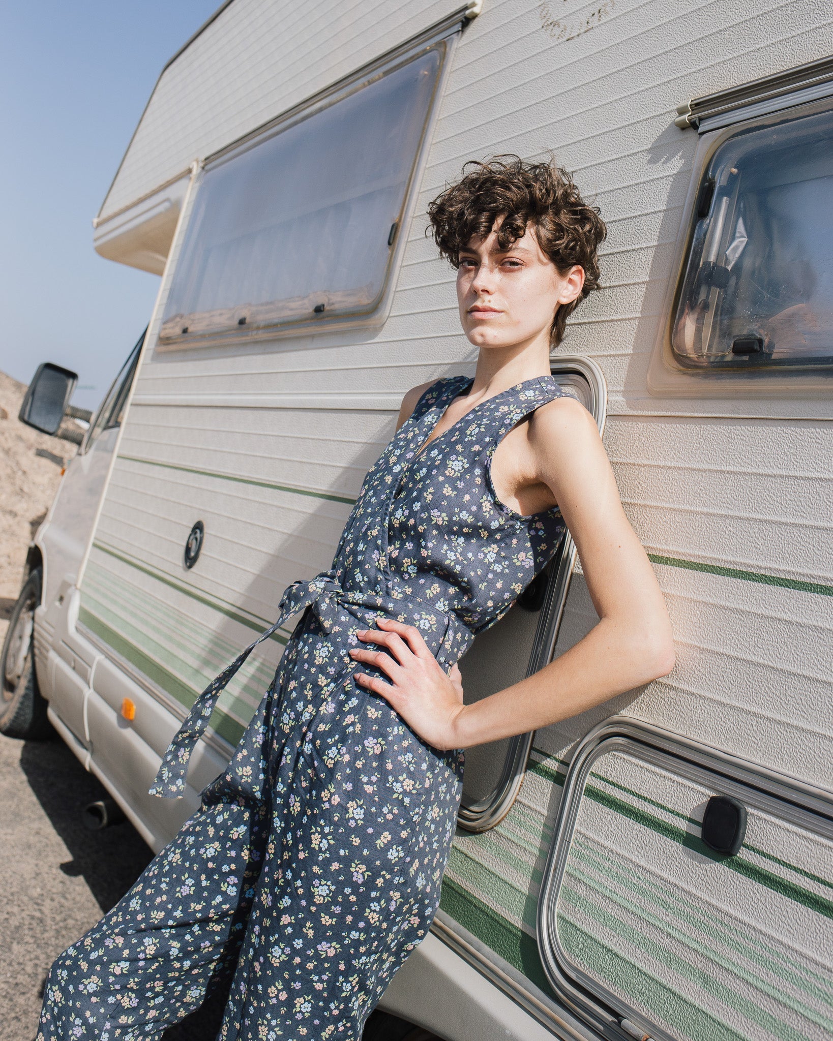 Sleeveless MARGARET wrap linen jumpsuit - notPERFECTLINEN