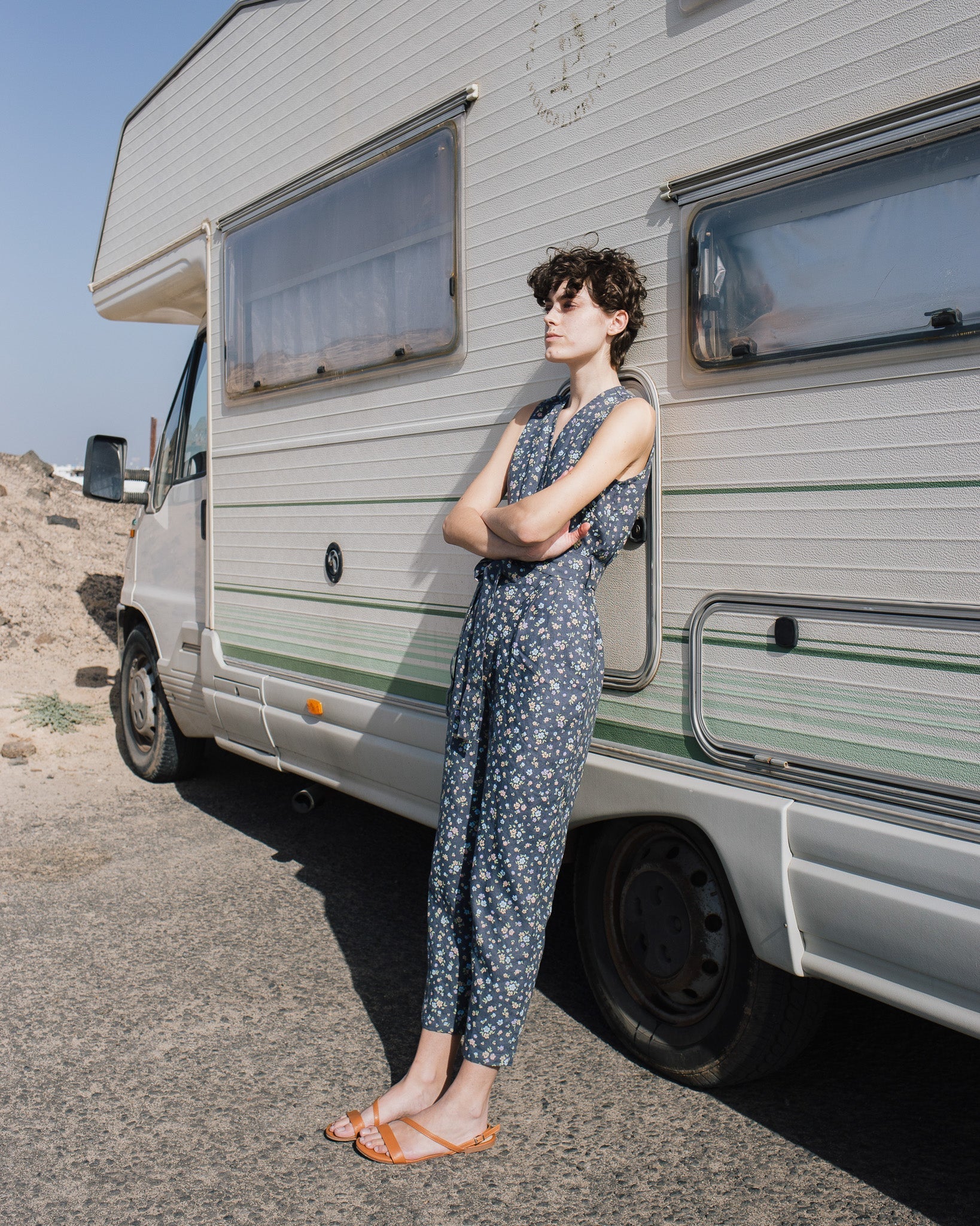 Sleeveless MARGARET wrap linen jumpsuit - notPERFECTLINEN