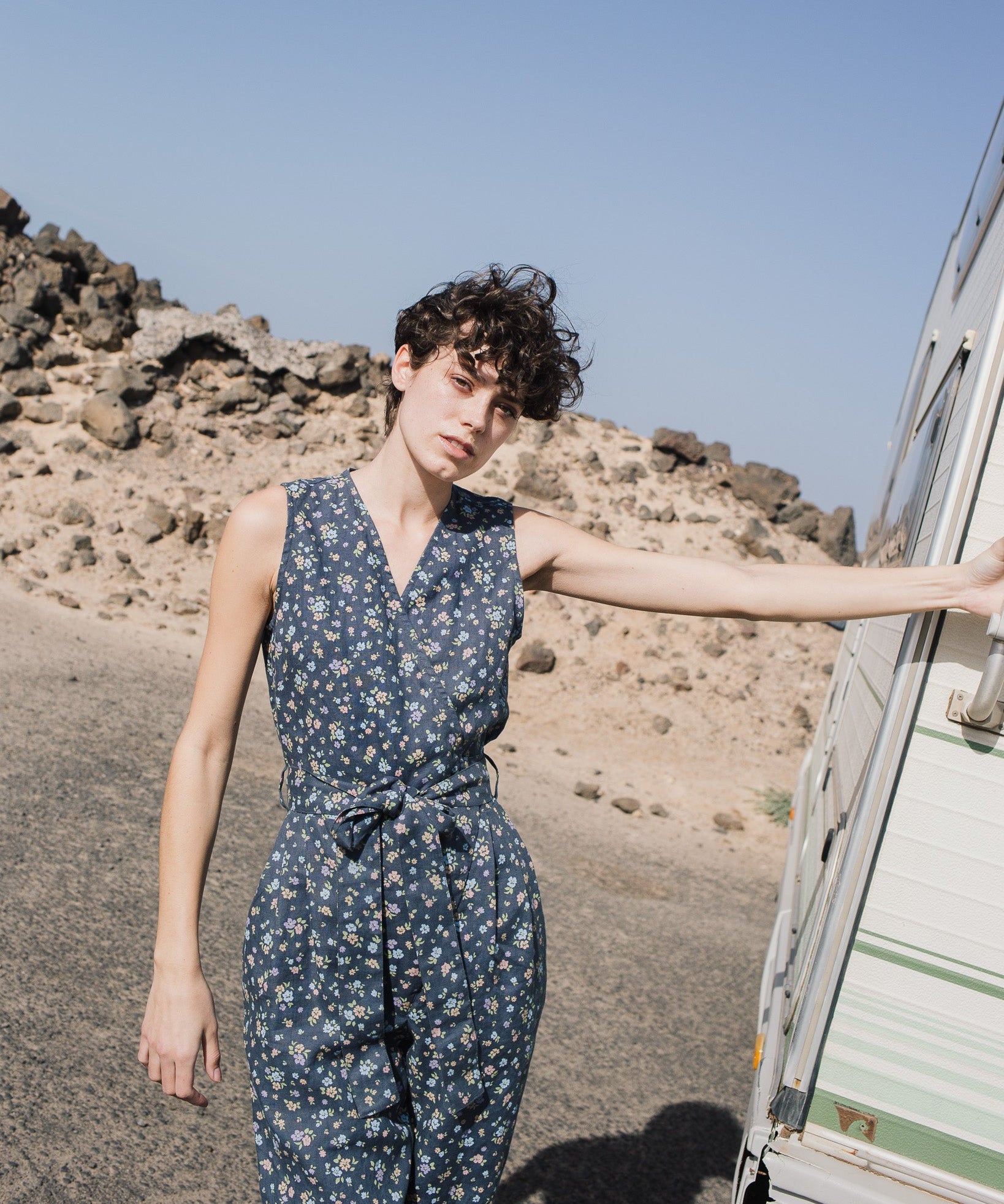 Sleeveless MARGARET wrap linen jumpsuit - notPERFECTLINEN