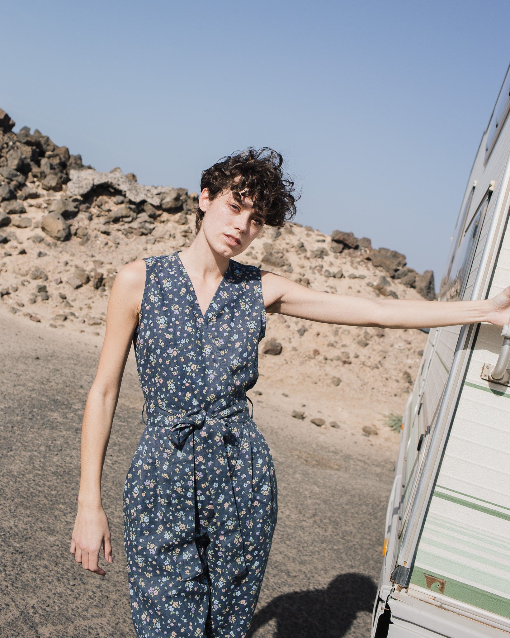 Sleeveless MARGARET wrap linen jumpsuit - notPERFECTLINEN