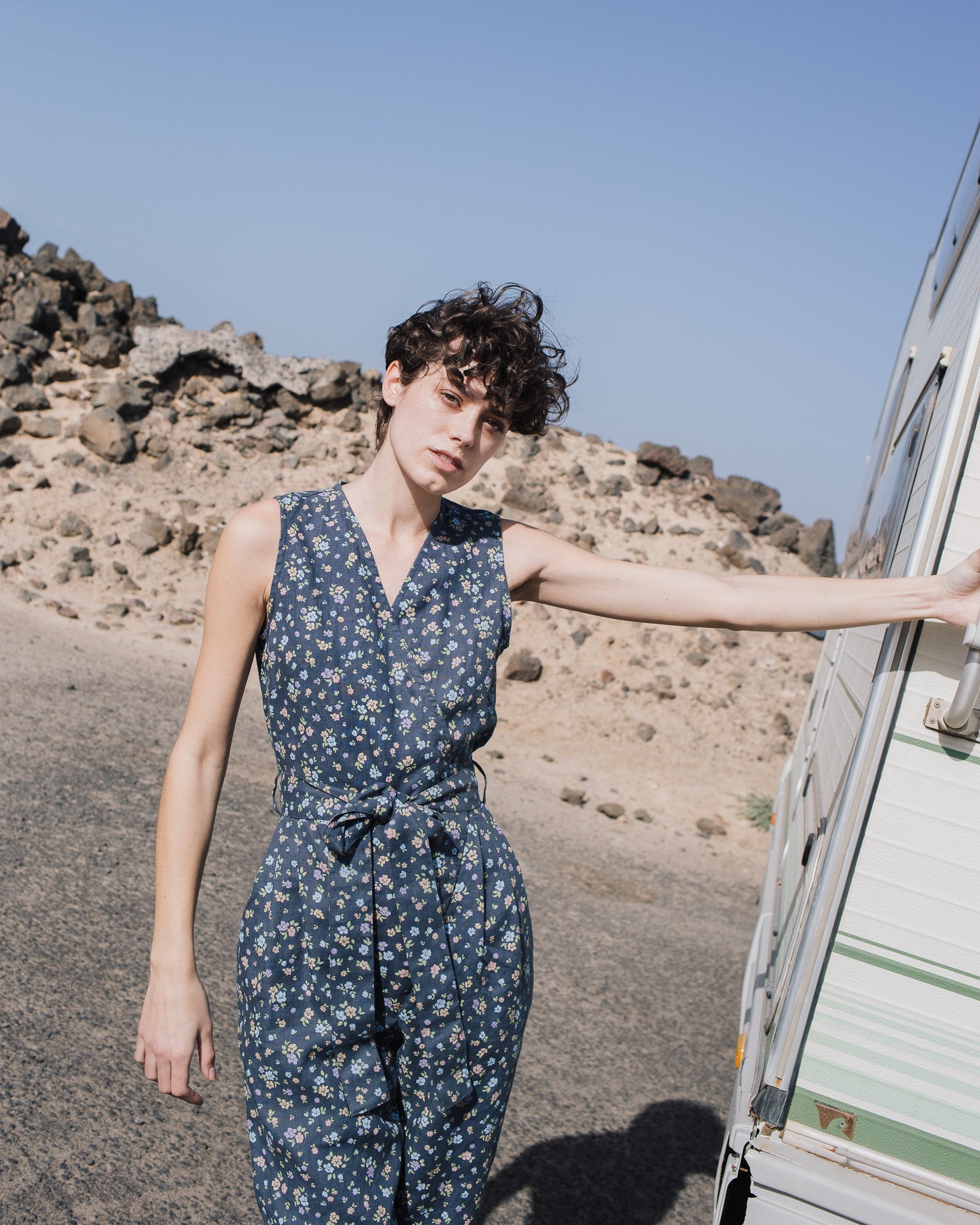 Sleeveless MARGARET wrap linen jumpsuit - notPERFECTLINEN