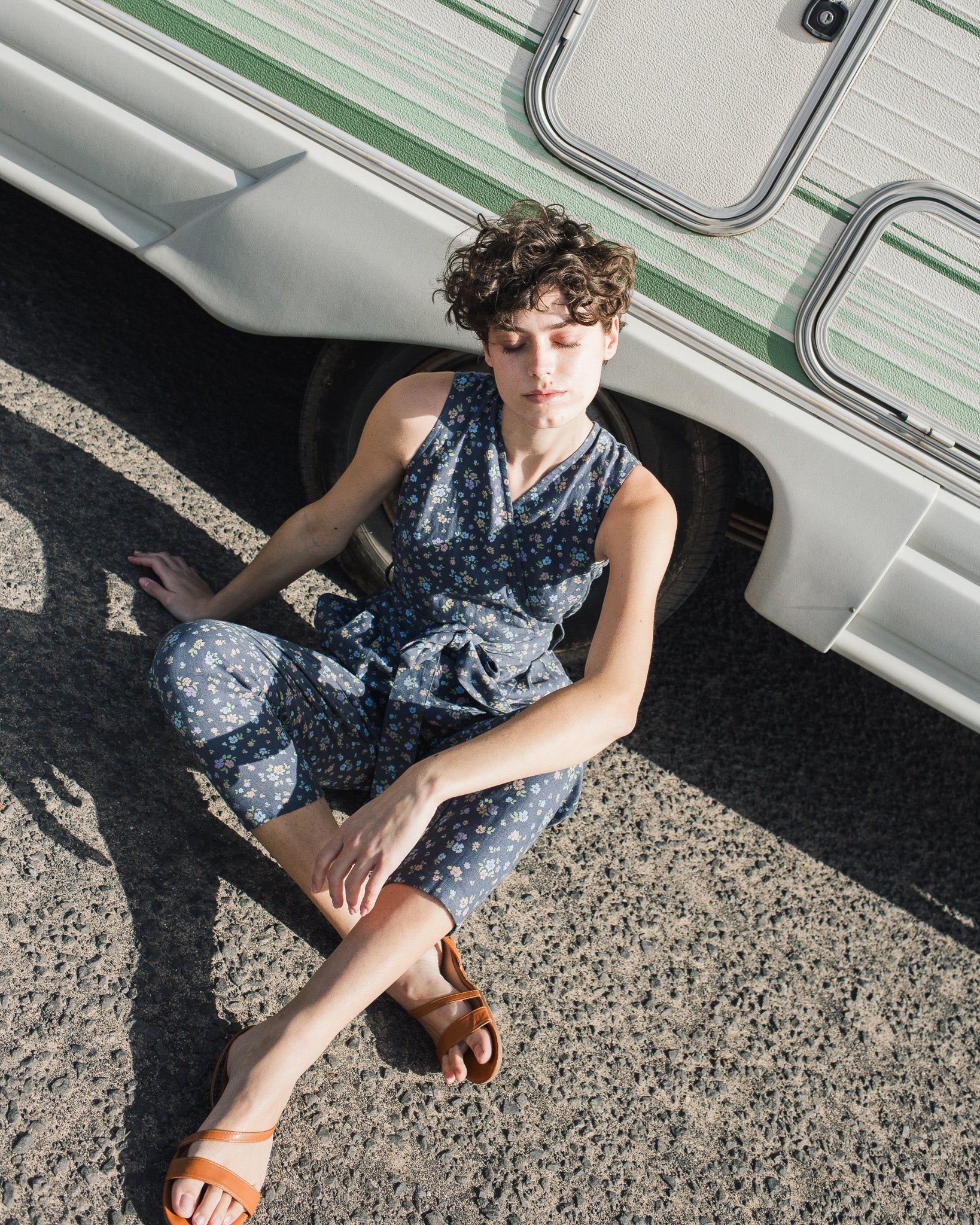 Sleeveless MARGARET wrap linen jumpsuit - notPERFECTLINEN