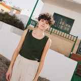 CU: Customized VIENNA linen tank top (Size: XL; Color: Night Cherries)
