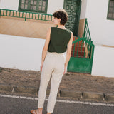 R: ATHENS-2 linen pants (Size: M/L; Color: Olive)