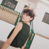 CU: Customized VIENNA linen tank top (Size: XL; Color: Night Cherries)