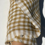 [sold out] Prewashed light-weight linen fabric [Light Bronze Gingham]