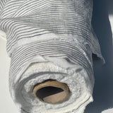 [sold out] Prewashed medium-weight linen fabric [Black/White Stripes]