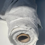 [sold out] Prewashed medium-weight linen fabric [Black/White Stripes]