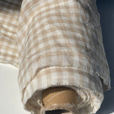 [sold out] Prewashed light-weight linen fabric [Light Sand Gingham]