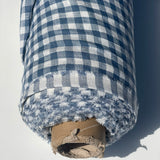 [sold out] Prewashed light weight linen fabric [Light Blue Gingham]
