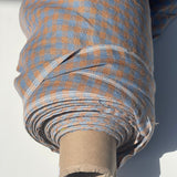 [sold out] Prewashed medium-weight linen fabric [Orange/Blue Gingham]