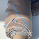 [sold out] Prewashed medium-weight linen fabric [Orange/Blue Gingham]