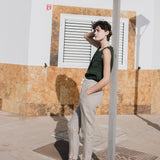 R: ATHENS drawstring linen pants (Color: Admiral Blue; Size: XS)