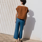 PUGLIA straight cut cropped linen pants