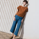 PUGLIA straight cut cropped linen pants